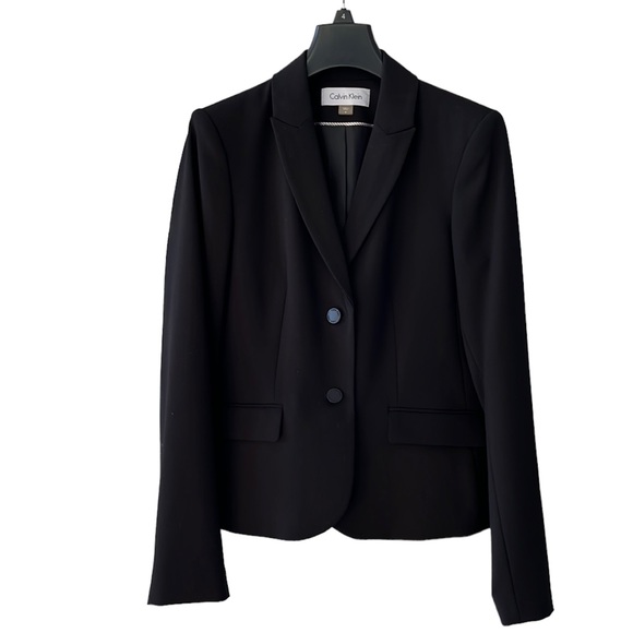 Calvin Klein Jackets & Blazers - Calvin Klein Hourglass Blazer Suit Jacket Black Shoulder Pads Lined Size 4